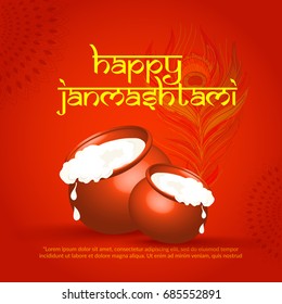 Creative Illustration,Poster Or Banner For Indian Festival Of Janmashtami Celebration.