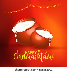Creative Illustration,Poster Or Banner For Indian Festival Of Janmashtami Celebration.