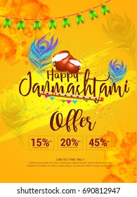 Creative Illustration,Poster Or Banner For Indian Festival Of Janmashtami Celebration.