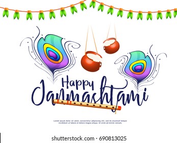 Creative Illustration,Poster Or Banner For Indian Festival Of Janmashtami Celebration.