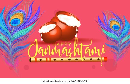 Creative Illustration,Poster Or Banner For Indian Festival Of Janmashtami Celebration.