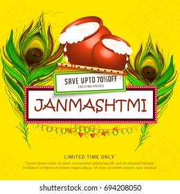 Creative Illustration,Poster Or Banner For Indian Festival Of Janmashtami Celebration.