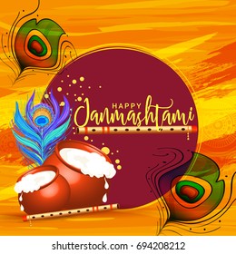 Creative Illustration,Poster Or Banner For Indian Festival Of Janmashtami Celebration.