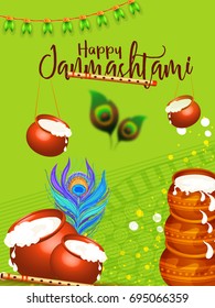 Creative Illustration,Poster Or Banner For Indian Festival Of Janmashtami Celebration.