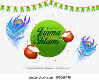 Creative Illustration,Poster Or Banner For Indian Festival Of Janmashtami Celebration.