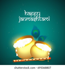 Creative Illustration,Poster Or Banner For Indian Festival Of Janmashtami Celebration.