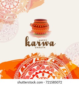 Creative Illustration,Poster Or Banner of indian festival of karwa chauth celebration
