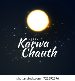 Creative Illustration,Poster Or Banner of indian festival of karwa chauth celebration.