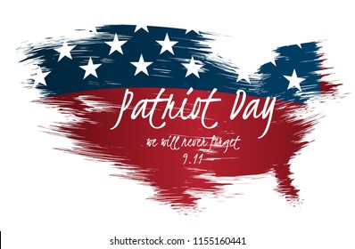 Creative illustration,poster or banner of Patriot Day with USA map as flag background.