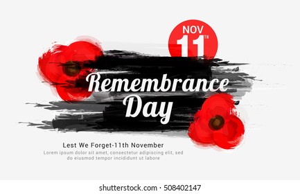 Creative illustration,poster or banner of remembrance day of Canada with poppy flowers background.