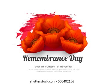Creative illustration,poster or banner of remembrance day of Canada with poppy flowers background.