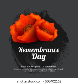 Creative illustration,poster or banner of remembrance day of Canada with poppy flowers background.