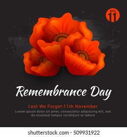 Creative illustration,poster or banner of remembrance day of Canada with poppy flowers background.