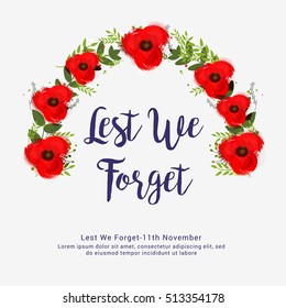 Creative illustration,poster or banner of remembrance day of Canada with poppy flowers background.