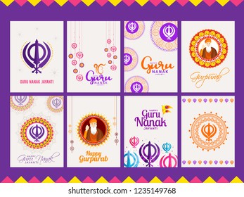 Creative illustration,poster or banner set of Guru Nanak Jayanti celebration.