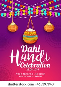 Creative illustration,poster or flyer for indian festival of janmashtami dahi handi celebration.