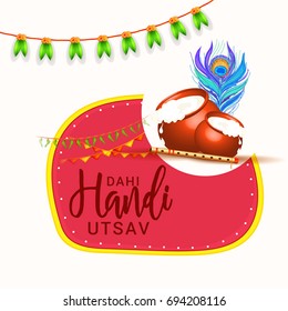 Creative illustration,poster or flyer for indian festival of janmashtami dahi handi celebration.