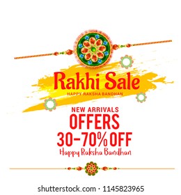 Creative illustration,sale banner or poster for indian festival of raksha bandhan celebration.
