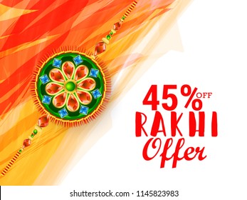 Creative illustration,sale banner or poster for indian festival of raksha bandhan celebration.