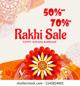 Creative illustration,sale banner or poster for indian festival of raksha bandhan celebration.