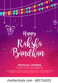 Creative illustration,sale banner or poster for indian festival of raksha bandhan celebration.