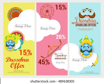 Creative illustration,sale banner or sale header for Dussehra celebration.