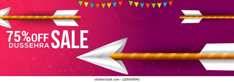 Creative illustration,sale banner or sale poster for Dussehra celebration.