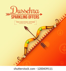 Creative illustration,sale banner or sale poster for Dussehra celebration.