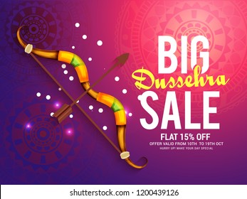 Creative illustration,sale banner or sale poster for Dussehra celebration.