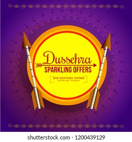 Creative illustration,sale banner or sale poster for Dussehra celebration.