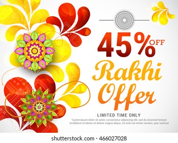 Creative illustration,sale banner or sale poster for indian festival of raksha bandhan celebration.