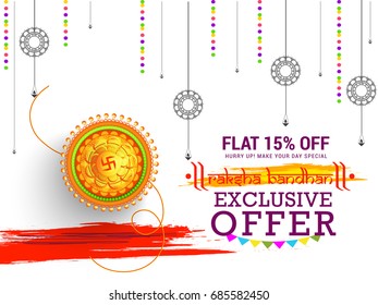 Creative illustration,sale banner or sale poster for indian festival of raksha bandhan celebration.