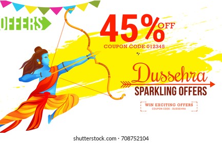 Creative illustration,sale banner or sale poster for Dussehra celebration.