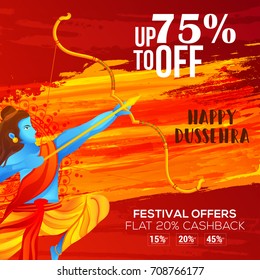 Creative illustration,sale banner or sale poster for Dussehra celebration.