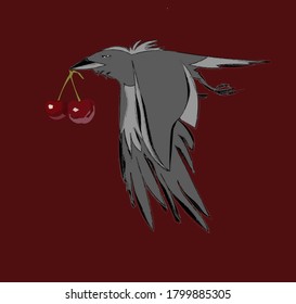 creative image of a flying bird on a red background. minimalism style