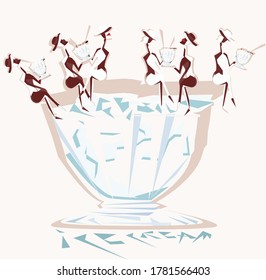 creative image of a ice cream and a lady .Minimalism style