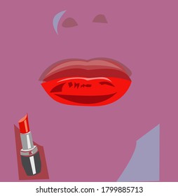 creative image of lips and red lipstick