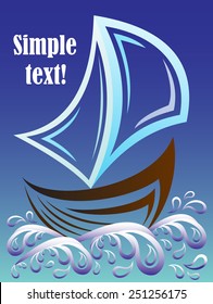 Creative image of the ship and the waves of the sea with lines