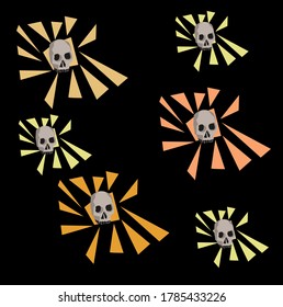 creative image of a skull ,set of vector icons of different shapes
