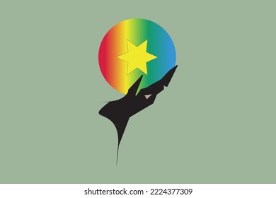 CREATIVE IMAGES OF RAINBOW AND STAR COLORS. VECTOR TEMPLATES