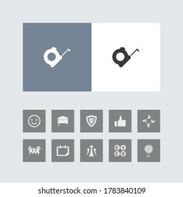 Creative Inch Tape Icon with Bonus Icons.