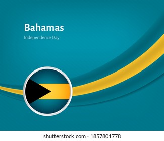 Creative independence day of Bahamas greeting background with wavy flag illustration