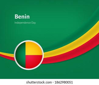 Día creativo de la independencia de Benín saludando a los antecedentes con una ondulada ilustración de la bandera