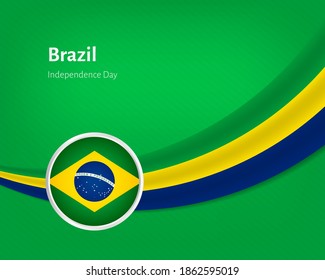 Creative independence day of Brazil greeting background with wavy flag illustration