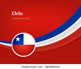 Día de la Independencia Creativa de Chile saludando antecedentes con una bandera ondulada ilustrativa