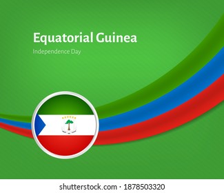 Creative independence day of Equatorial Guinea greeting background with wavy flag illustration