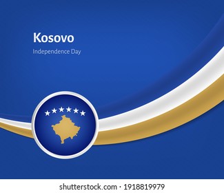 Creative independence day of Kosovo greeting background with wavy flag illustration