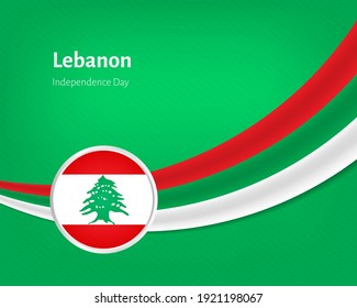 Creative independence day of Lebanon greeting background with wavy flag illustration