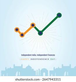 A creative Independence Day poster combining India's tricolor. Symbolizes economic growth, financial freedom, and national pride. Perfect for stock market, finance,  posters, banner and ads.