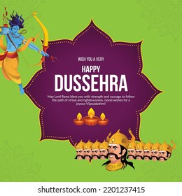 Creative Indian festival happy Dussehra banner design template. 